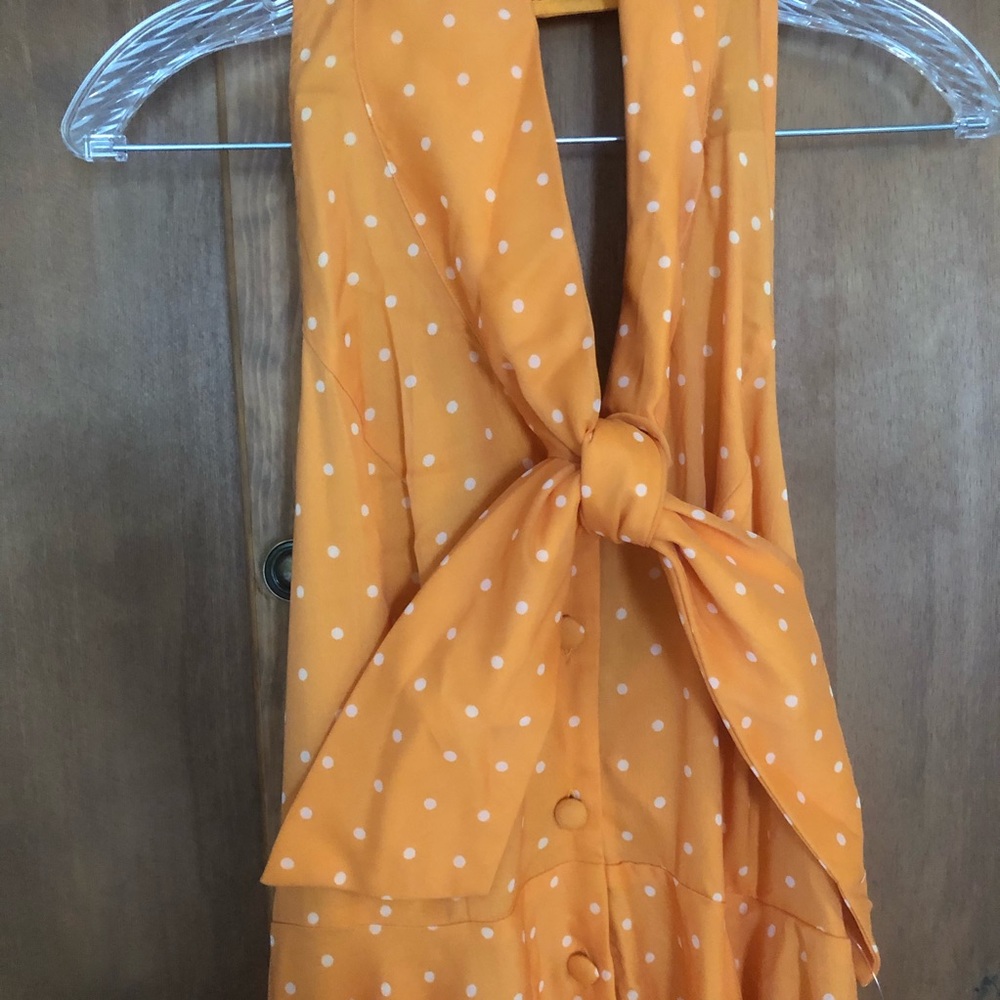 NWT Orange and white polka dot halter dress - Picture 3 of 8